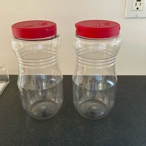 2 flip top storage containers    Great for cereal, pasta, nuts, rice.